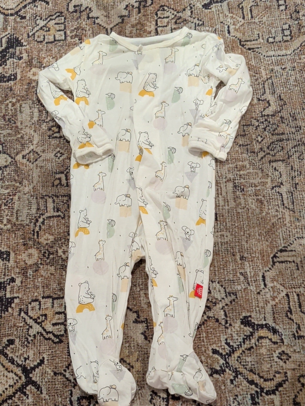 Magnetic Me White Footed One-Piece with Neutral Animal Print